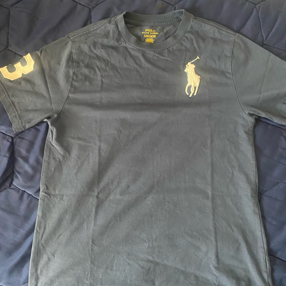 Polo by Ralph Lauren Kids Navy Tee with White Logo and Sleeve Patch